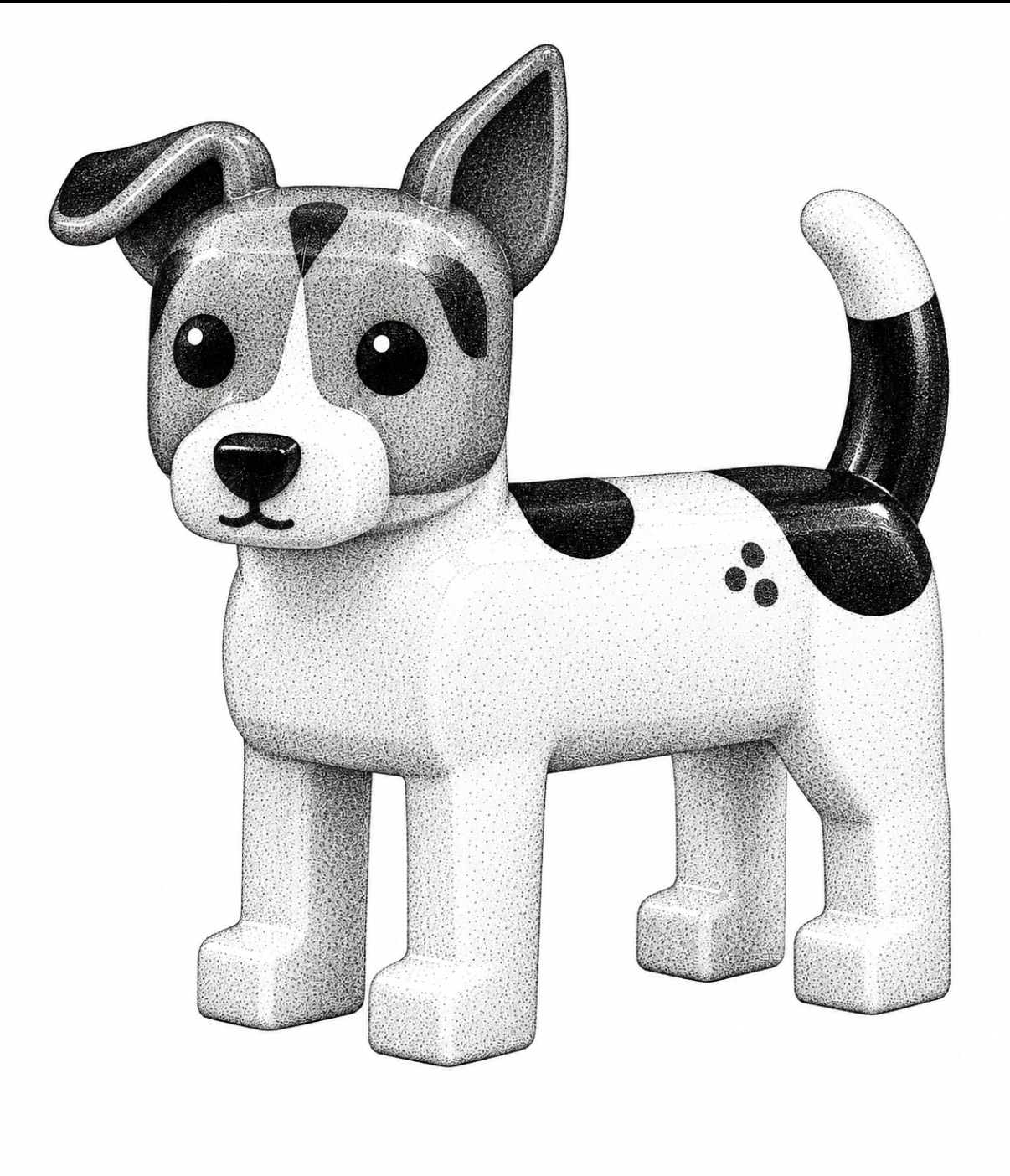 Tattoo-Design des Block-Portrait-Hundes in Black and Grey Peppershading